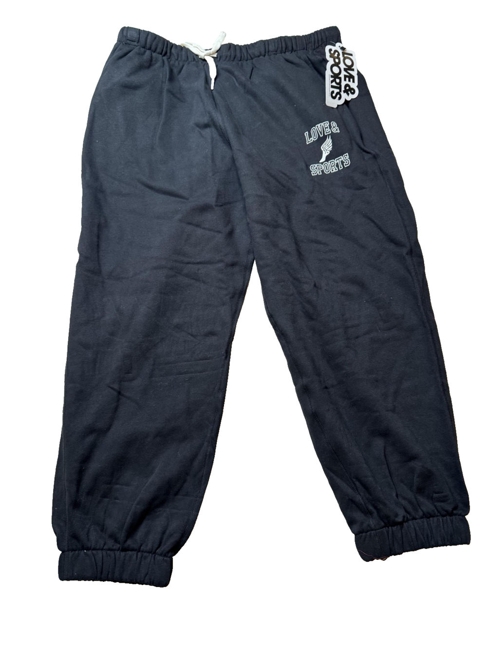 Love & Sports Jogger Pants Womens Large Black Graphic Sweatpants Athleisure New